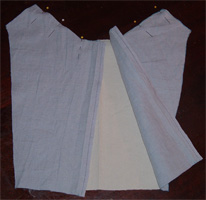 Folded back bodice, light linen